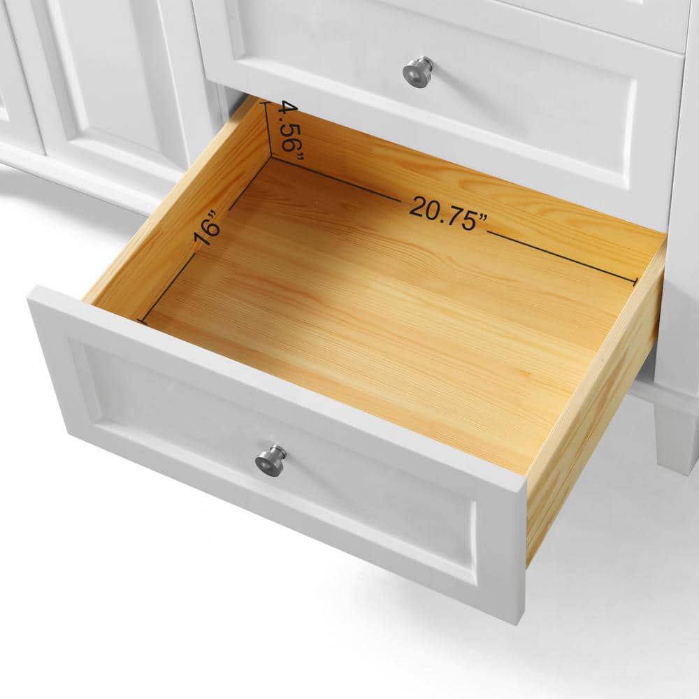 Hannah 48'' White Single Bathroom Vanity with Black Quartz Top