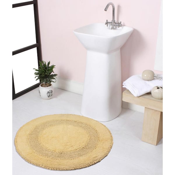 HOME WEAVERS INC Radiant Collection 100% Cotton Bath Rugs Set, 30 in. Round, Yellow