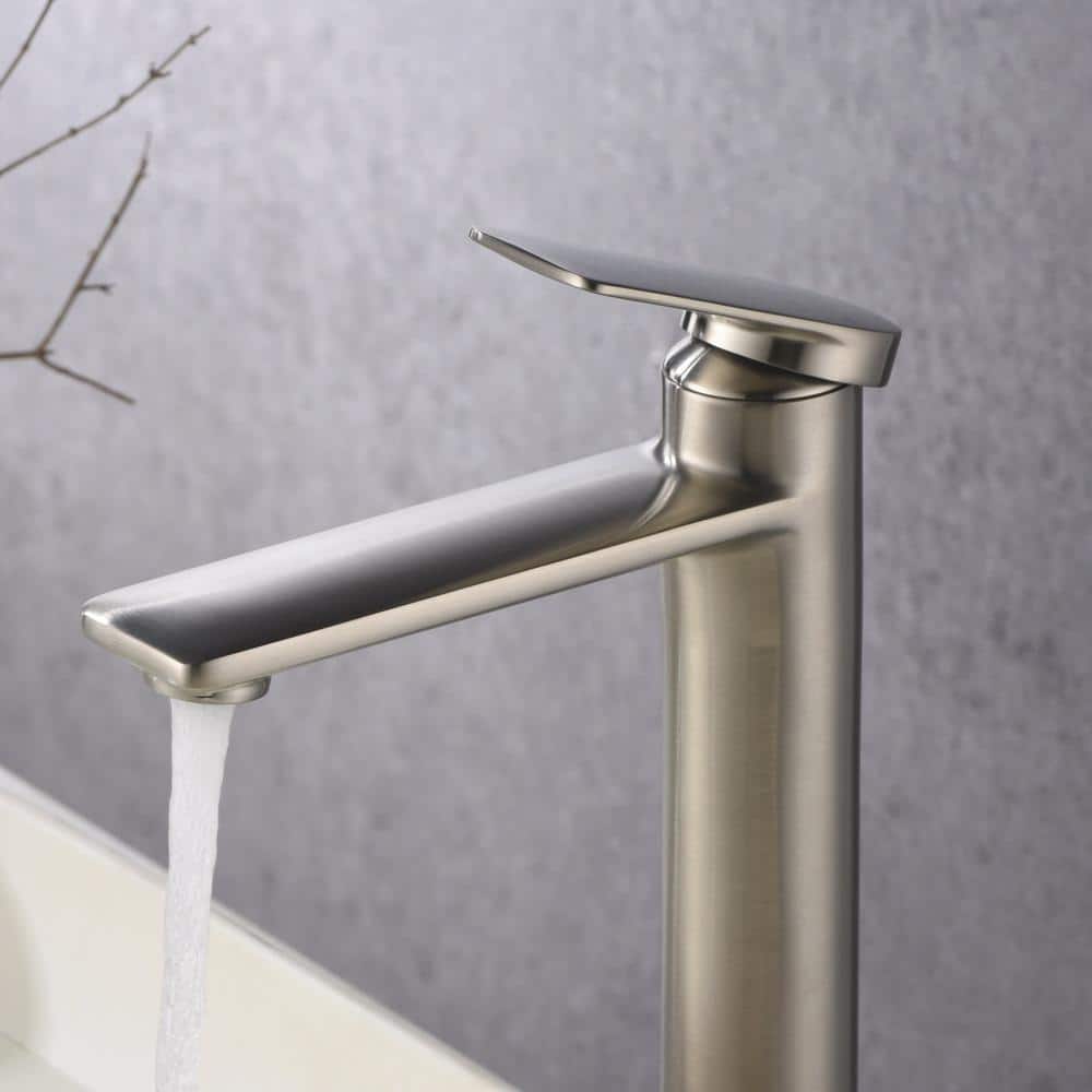 Brushed Nickel Tall Single-Handle Bathroom Faucet