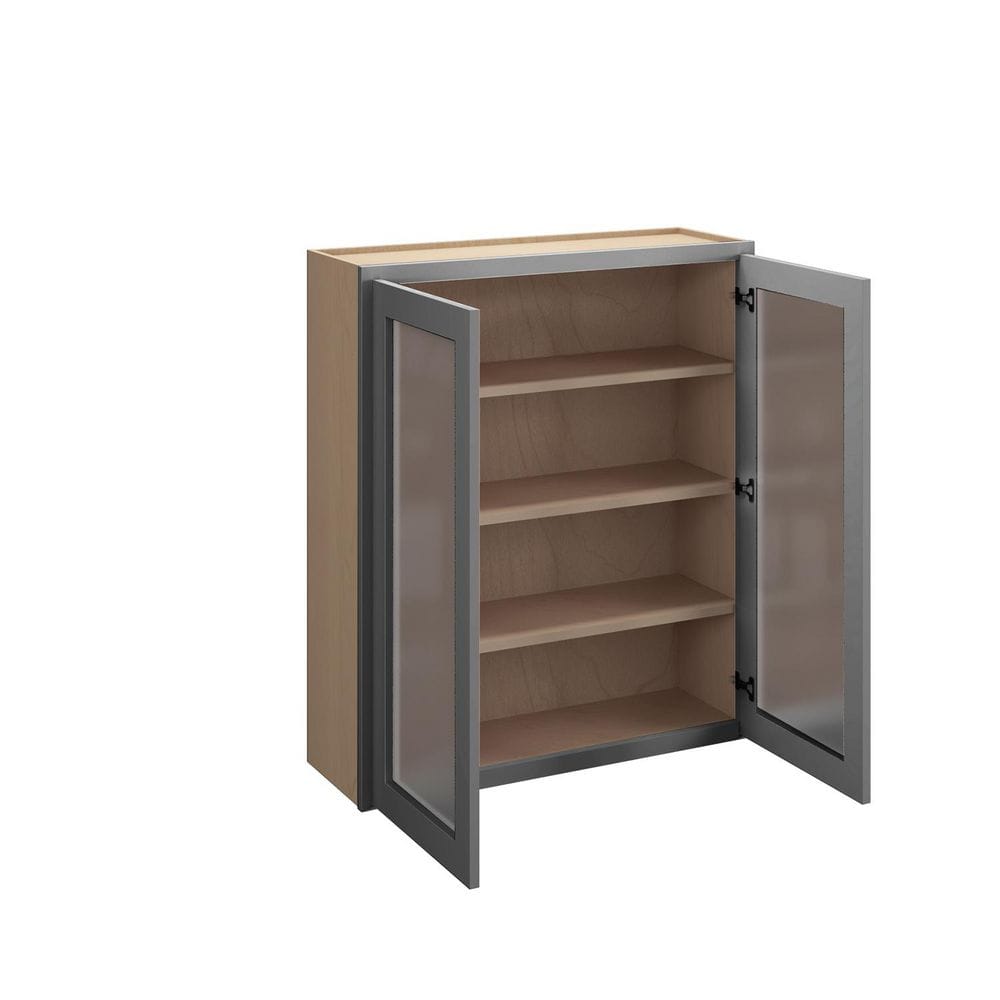 Cumberland Recessed 30 in. W x 42 in. H x 12 in. D in Painted Stratus Plywood Assembled Frosted Glass Wall