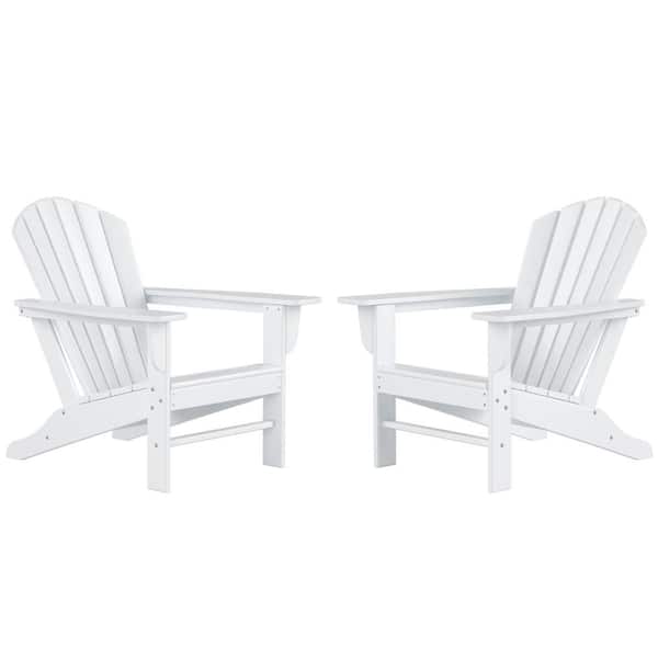 Mason White Poly Plastic Outdoor Patio Classic Adirondack Chair, Fire Pit Chair (Set of 2)