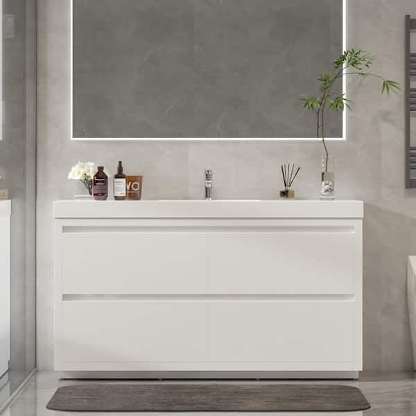 Annecy 48 in. W x 18.5 in. D x 32 in. H Bathroom Vanity in White with Single Basin Top in White Resin