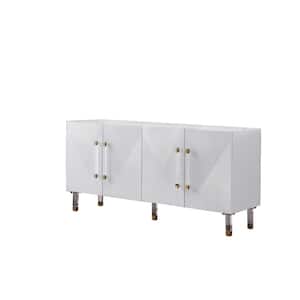 Hyrum 65 in. White High Gloss with Gold Accent Modern-Sideboard