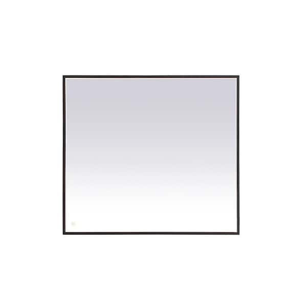 Unbranded Timeless Home 40 in. W x 36 in. H Aluminum Black LED Mirror