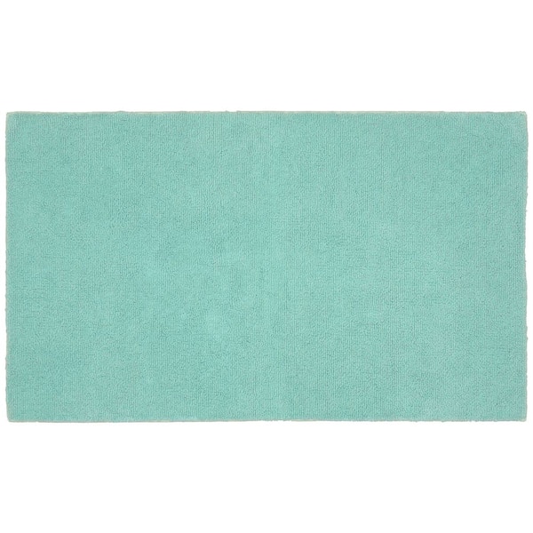 Classic Cotton Sea Foam Green 30 in. x 50 in. Rectangle Washable Bath Rug