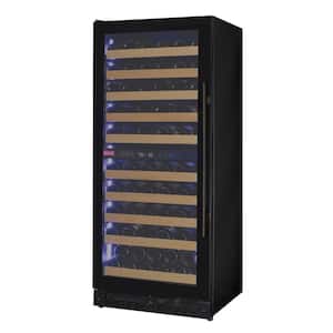 119 Bottle 55 in. Tall Dual Zone Left Hinge Wine Cellar Cooling Unit in Black Glass