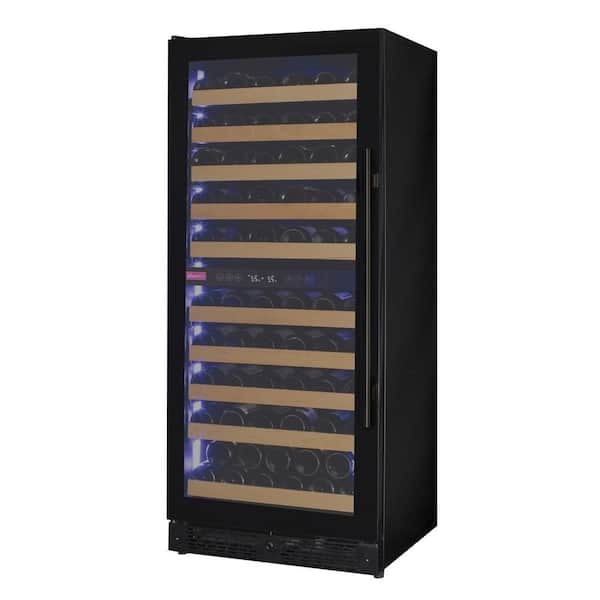 Allavino 119 Bottle 55 in. Tall Dual Zone Left Hinge Wine Cellar Cooling Unit in Black Glass