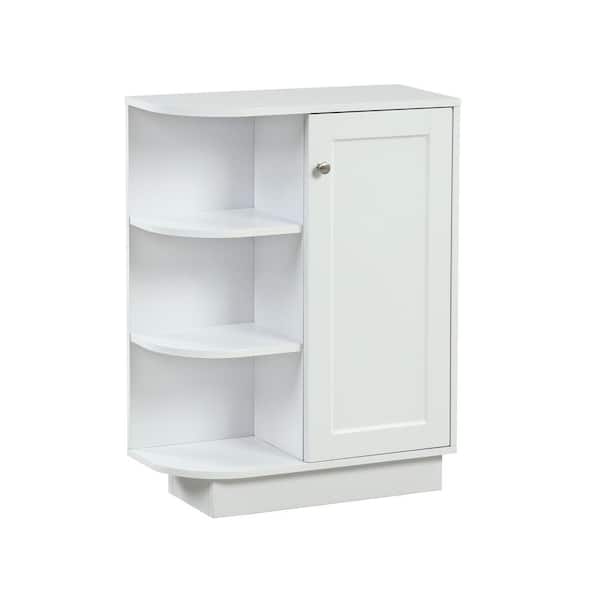 Tileon 23.6 in. W x 9.7 in. D x 31.3 in. H White MDF Freestanding Linen Cabinet with Open Shelf