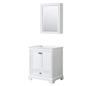 Deborah 29.25 in. W x 21.5 in. D x 34.25 in. H Single Bath Vanity Cabinet without Top in White with Med Cab Mirror