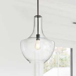 Watts 13.25 in. 1-Light Oil Rubbed Bronze/Clear LED Pendant with Glass/Metal