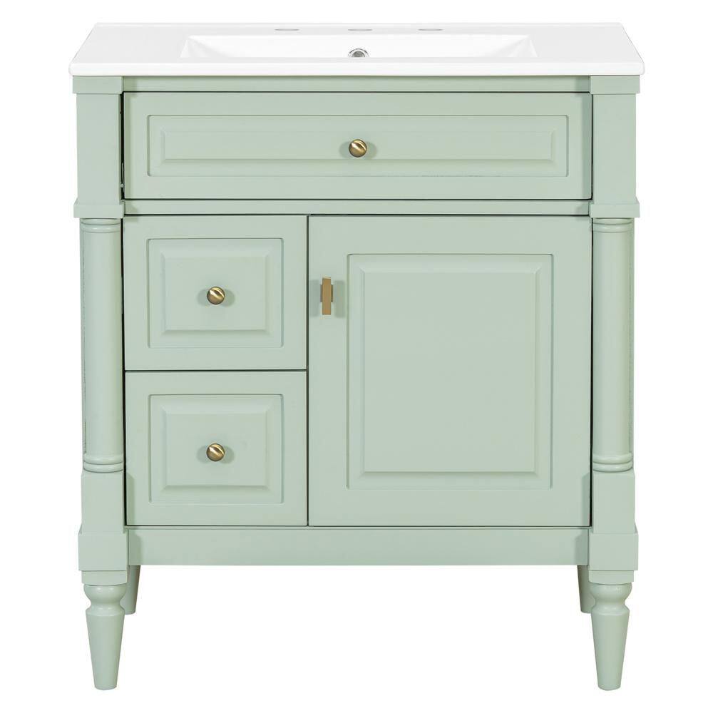 30 in. Bath Vanity Cabinet without Top in Green Assembled with Solid Rubberwood Frame price history on PriceWatchPro