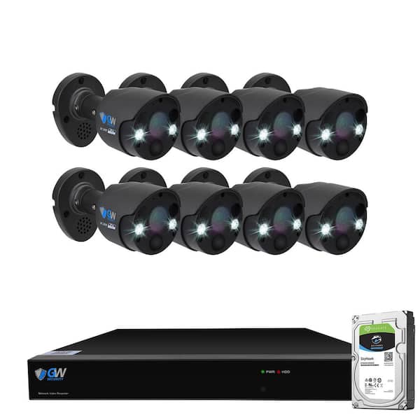 GW Security 8-Channel 5MP 2TB NVR Security Camera System with 8 Wired Bullet Cameras 3.6 mm Fixed Lens 2-Way Audio, Spotlight