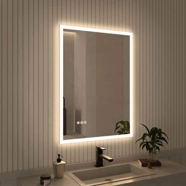 Musci 22 in. W x 30 in. H Rectangular Frameless LED Wall Bathroom Vanity Mirror