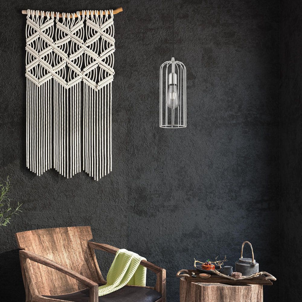 Glenbrook Brushed Nickel Mini Pendant with Open Cage Design