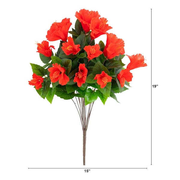Nearly Natural 19 in. UV Resistant Artificial Hibiscus Bush