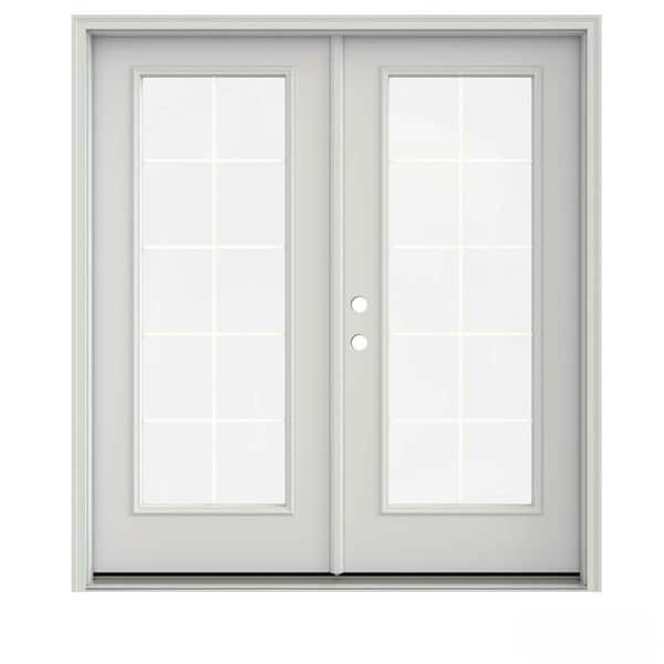 JELD-WEN 72 in. x 80 in. Primed Steel Right-Hand Inswing 10 Lite Glass Stationary/Active Patio Door