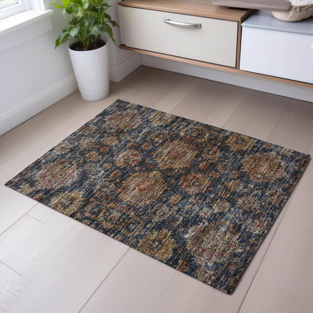 Mayfield Premium Machine Washable Abstract AMF1094 Navy 2 ft. x 3 ft. Area Rug price history on PriceWatchPro