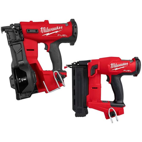 M18 FUEL 18-Volt Lithium-Ion Brushless Cordless Coil Roofing Nailer w/ M18 FUEL 18-Guage Brad Nailer