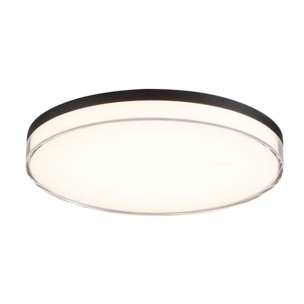 Minka Lavery Vantage 13 in. 1-Light Black LED Flush Mount with Acrylic Shade
