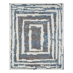 Shag Gray/Blue 7 ft. 9 in. x 9 ft. 9 in. Abstract Area Rug