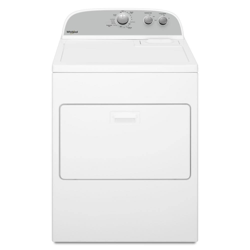White Freestanding Electric Dryer with Powder Coated Drum