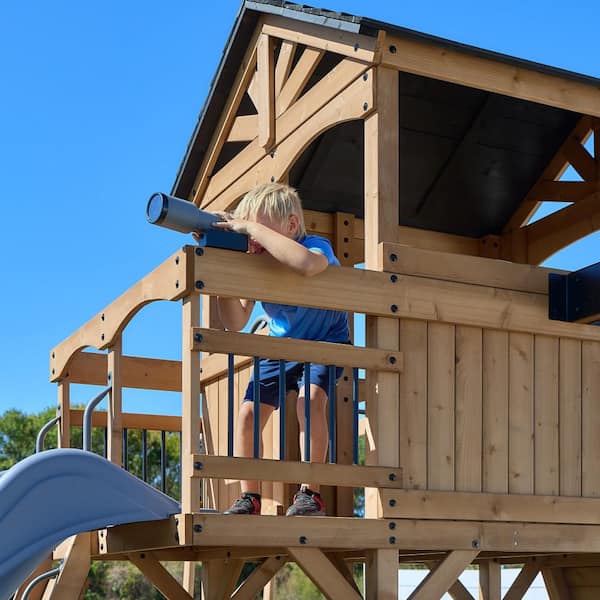 Backyard Discovery Dover Bay Spruce Wood Outdoor Swing Set Playset
