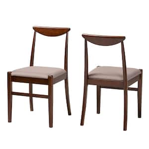 Delphina Warm Grey and Dark Brown Dining Chair (Set of 2)