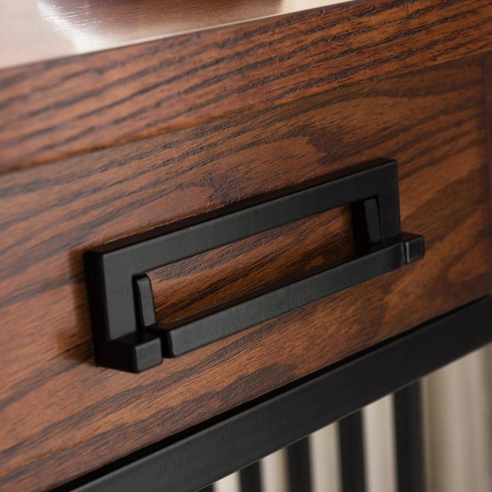 Ironcraft Mission Oak Computer Desk with Matte Black Frame