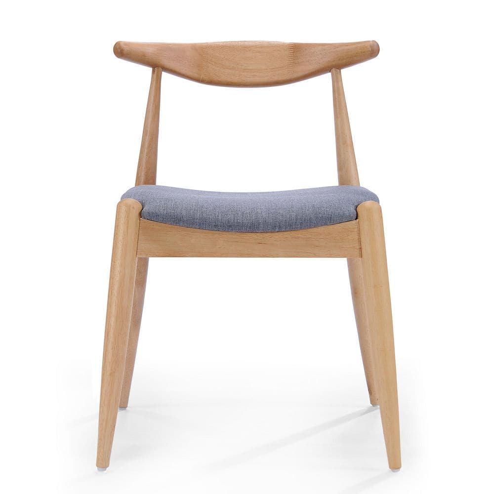 Grey and Natural Wood Polyester Rubberwood Dining Chair Set of 2 with Ergonomic Backrest and Cushioned Seat price history on PriceWatchPro