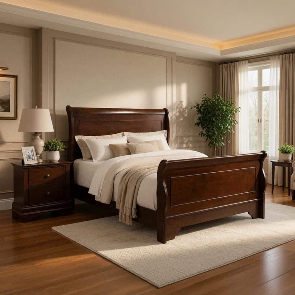 2 Piece Brown Wood Queen Bedroom Set with 1 Nightstand price history on PriceWatchPro