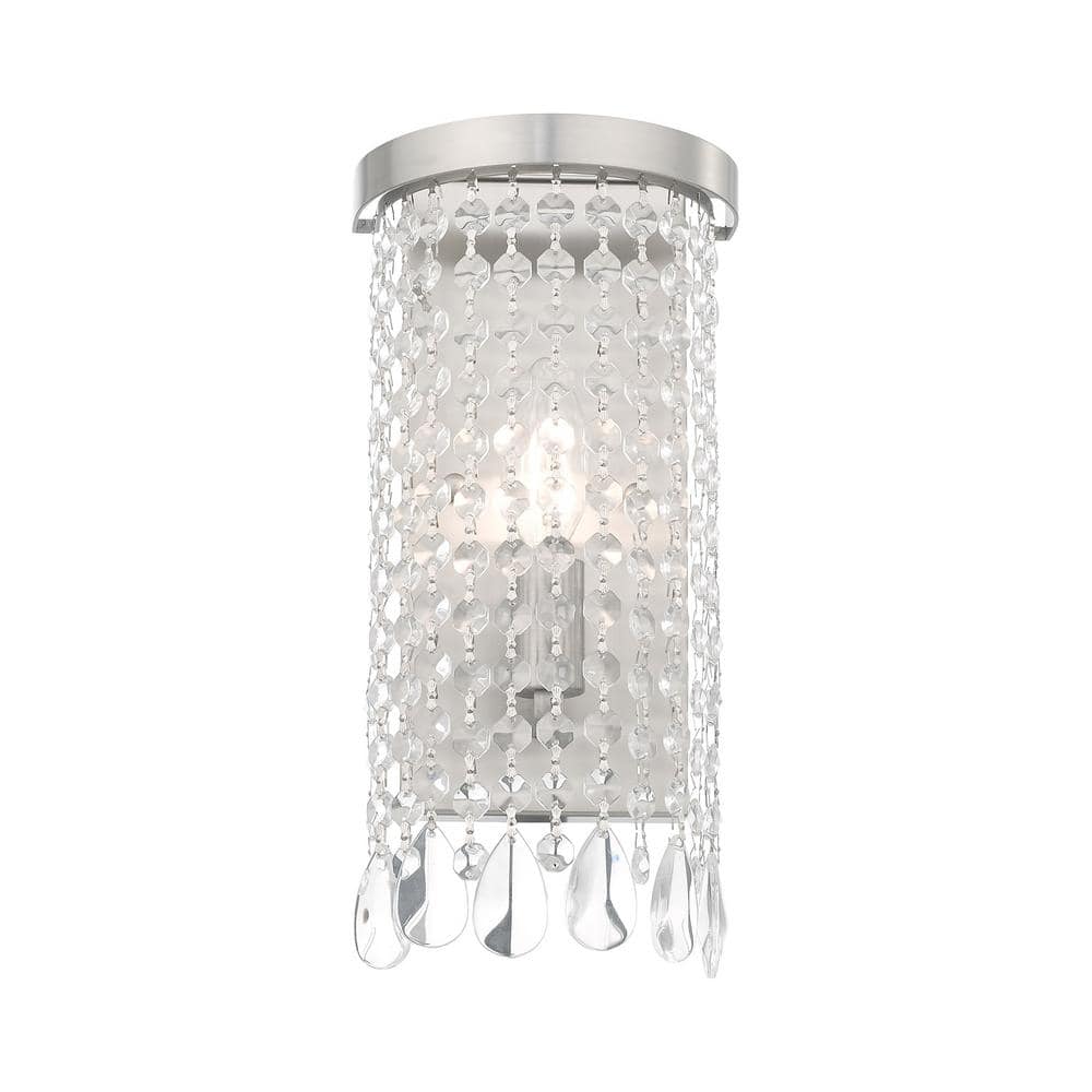 Brushed Nickel Crystal Shade 1-Light Wall Sconce