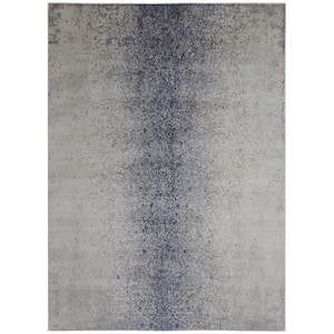 Ivory and Blue 2 ft. x 3 ft. Abstract Area Rug