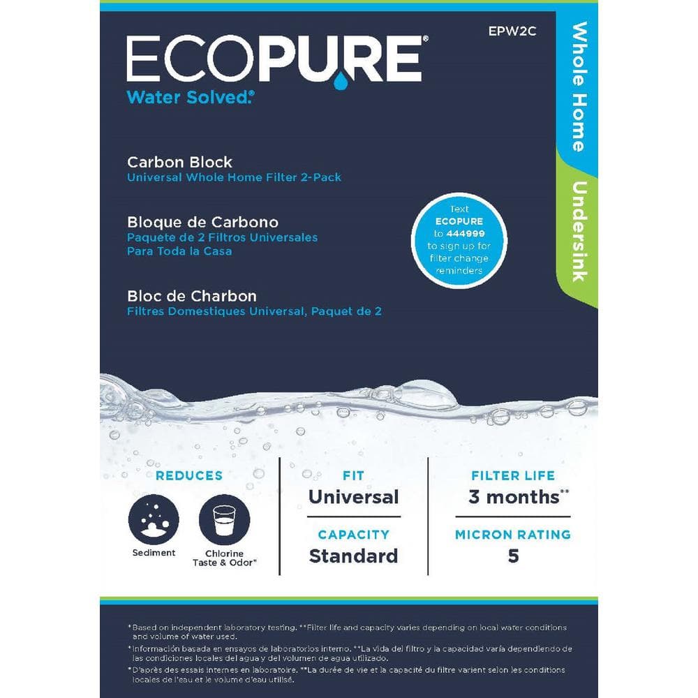 EcoPure Carbon Block Whole Home Water Filter 2-Pack