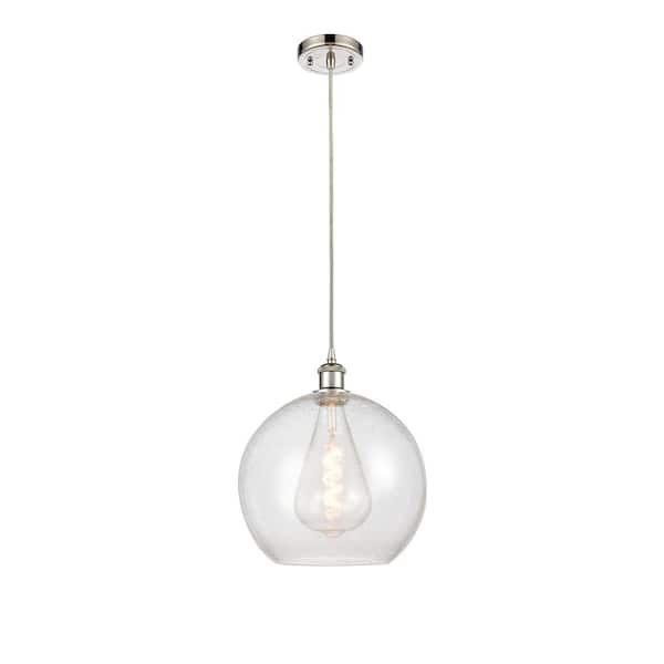 Innovations Athens 60-Watt 1 Light Polished Nickel Shaded Mini Pendant Light with Seeded glass Seeded Glass Shade