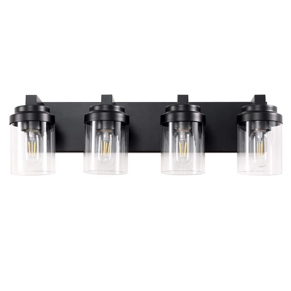 24 in 4-Light Black Vanity Light Bar with Cylinder Clear Glass Shade price history on PriceWatchPro