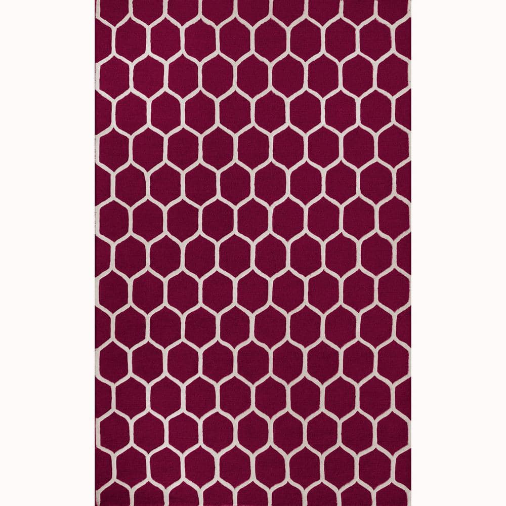 UPC 190052000087 product image for Honeycomb Maroon/Ivory 5 ft. x 8 ft. Hand Tufted Wool Indoor Area Rug | upcitemdb.com