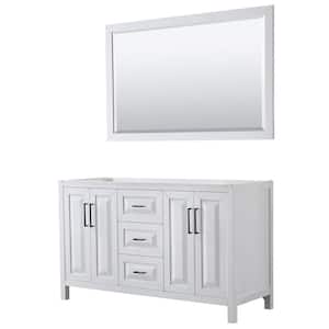 Daria 59 in. W x 21.5 in. D x 35 in. H Double Bath Vanity Cabinet without Top in White with 58 in. Mirror