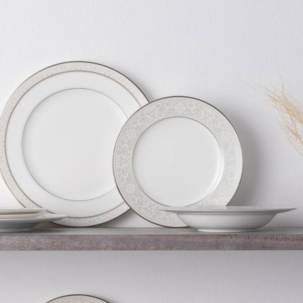 Noritake Montvale Platinum 12-Piece (White) Bone China Dinnerware