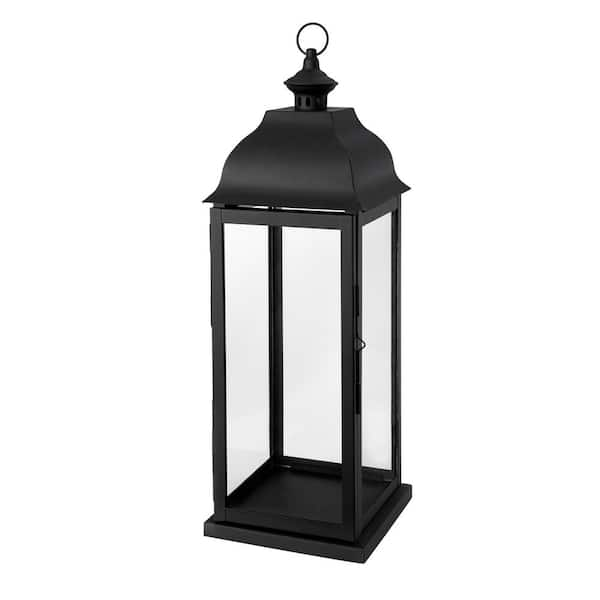 22 in. Traditional Black Steel Outdoor Patio Lantern