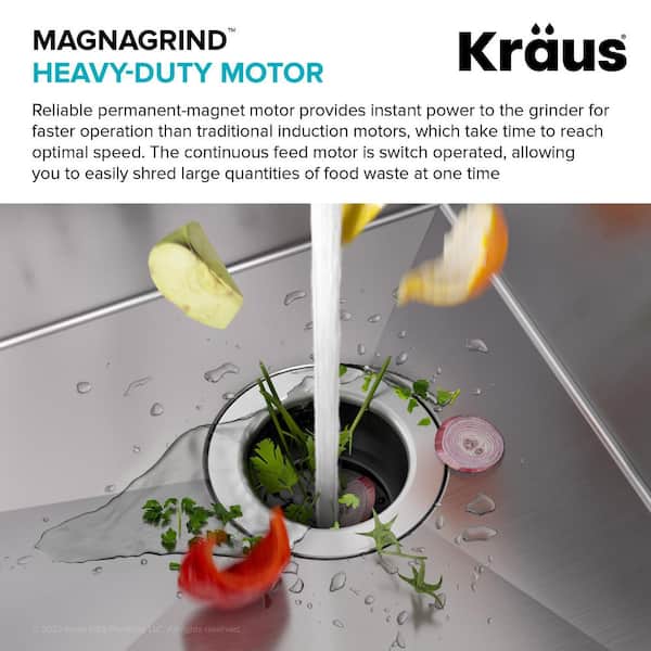 KRAUS Kore 32 in Undermount 16 Gauge Single Bowl Stainless Steel Kitchen  Sink with WasteGuard HP Garbage Disposal KWU110-32-100-100MB The Home  Depot