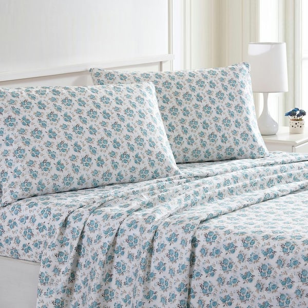 MODERN THREADS Printed 4-Piece Forever Roses Microfiber Queen Sheet Set
