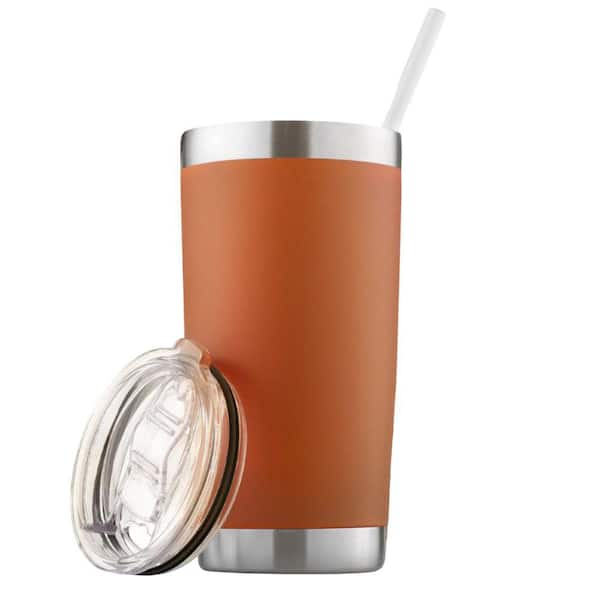 Zulay Kitchen 20 oz. Stainless Steel Insulated Tumbler with Lid and Straw - Pumpkin