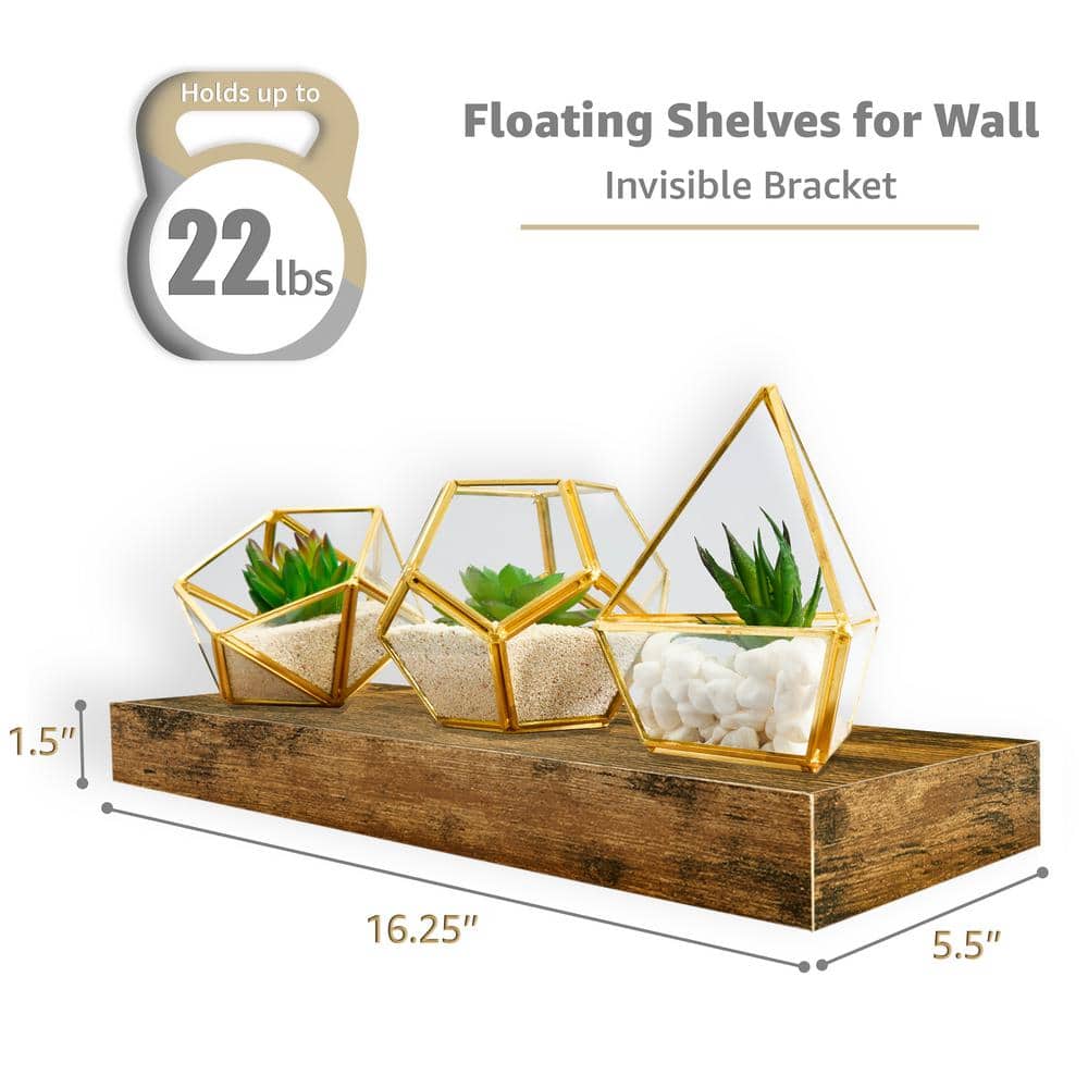Walnut Floating Wall Shelves for Living Room and Kitchen