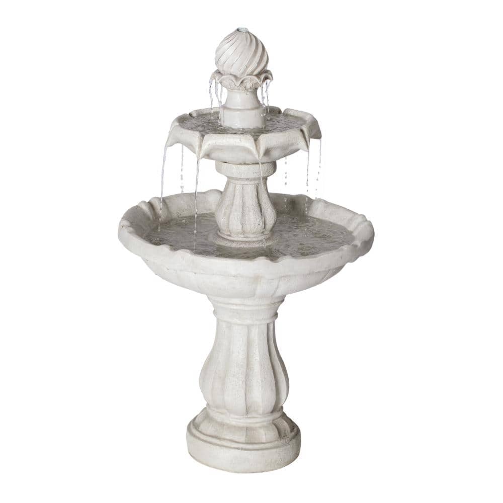 21.85 in White Polyresin Outdoor Water Fountain  with a recirculation pump for Patios price history on PriceWatchPro