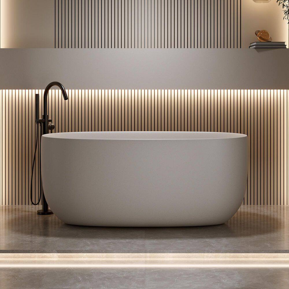 Moray 51 in. x 25 in. Solid Surface Stone Resin Flatbottom Freestanding Double Slipper Soaking Bathtub in Warm Yellow price history on PriceWatchPro