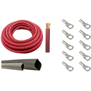 8-Gauge 10 ft. Red Welding Cable Kit Includes 10-Pieces of Cable Lugs and 3 ft. Heat Shrink Tubing