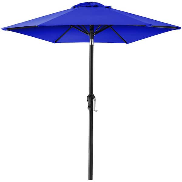 Unbranded 10 ft. Steel Market Tilt Patio Umbrella in Resort Blue with Crank Lift