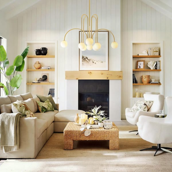 RRTYO Erik 8-Light Gold Linear Modern Sputnik Chandelier with