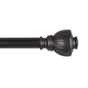 Ronaldo 36 in. - 72 in. Adjustable Length 1 in. Dia Single Curtain Rod Kit in Matte Black with Finial