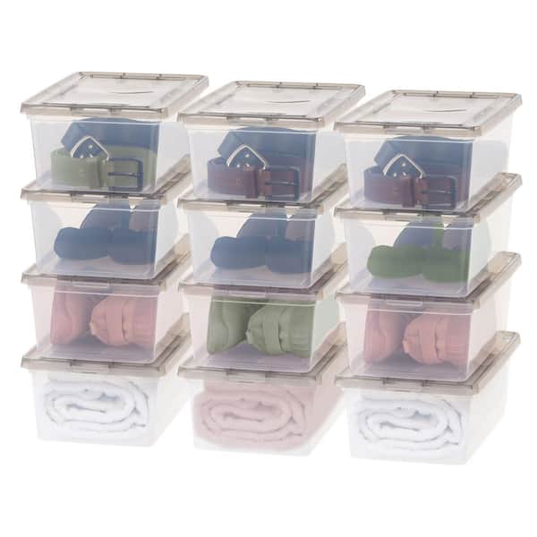 6.4 Qt. Snap Top Plastic Storage Box, Clear/Gray (10-Pack)